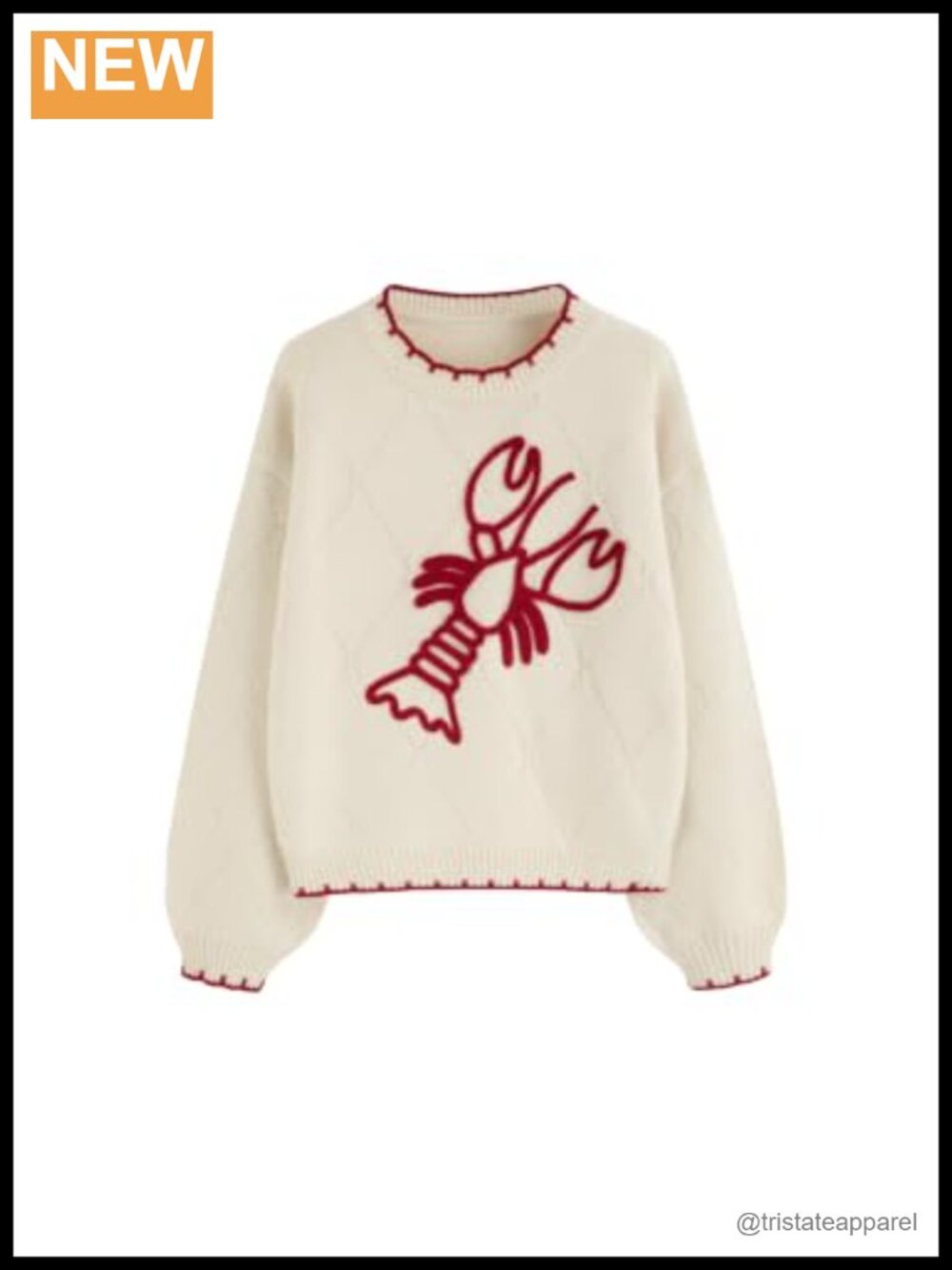 Acrylic Lobster Graphic Pullover Sweater Cropped Knit